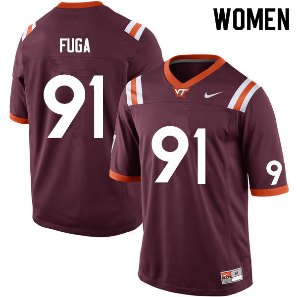 Women #91 Josh Fuga Virginia Tech Hokies College Football Jerseys Sale-Maroon - Click Image to Close